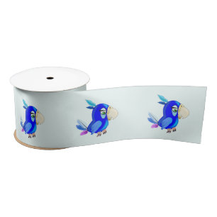 Cute Blue Parrot Funny Ribbon