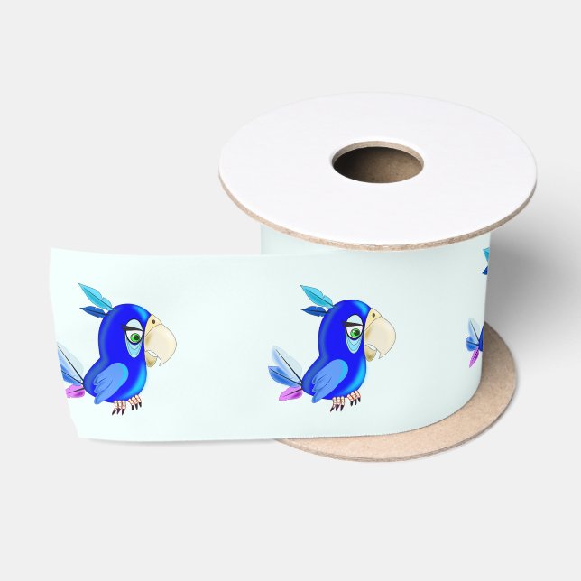Cute Blue Parrot Funny Ribbon (Spool)