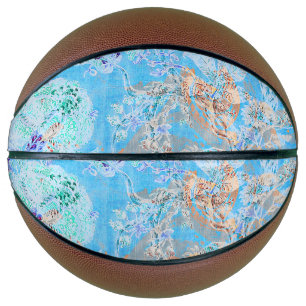 Cute blue pastel floral bandana basketball