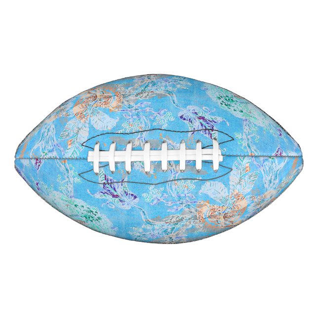 Cute blue pastel floral bandana football (Front)