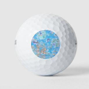 Cute blue pastel floral bandana golf balls