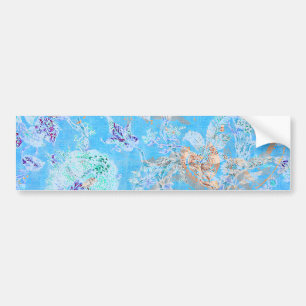 Cute blue pastel floral bumper sticker