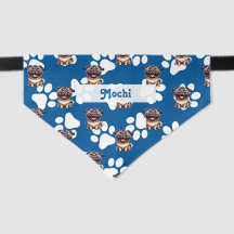 Cute Blue Pattern Pug Doggie