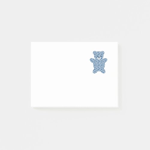 Cute Blue Patterned Teddy Bear Post_it Notes