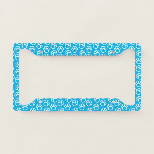 Cute Blue Paw Prints License Plate Frame