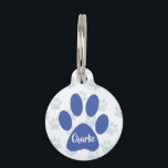 Cute Blue Paw Prints Personalized Pet ID Tag<br><div class="desc">This cute pet tag for a dog or cat has two shades of blue paw prints. Personalize with pet's name and phone number.</div>