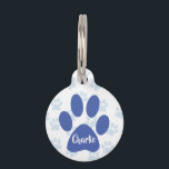 Cute Blue Paw Prints Personalized Pet ID Tag<br><div class="desc">This cute pet tag for a dog or cat has two shades of blue paw prints. Personalize with pet's name and phone number.</div>