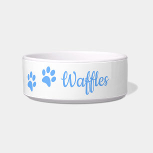 Cute Blue Paw Prints Personalized Pet Name Gift Bowl