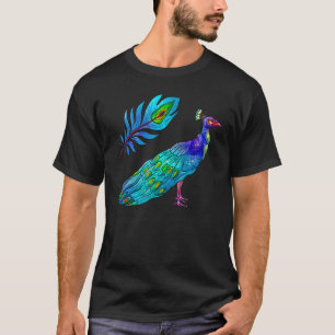 Cute Blue Peacock Cute Birds Animal Graphic T-Shirt