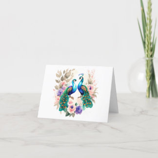 Cute Blue Peacock Thank You Card