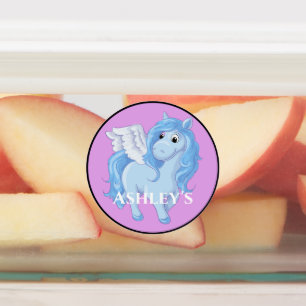 Cute Blue Pegasus Personalized Kids' Labels
