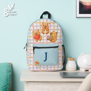 Cute Blue Personalized Capybara Printed Backpack
