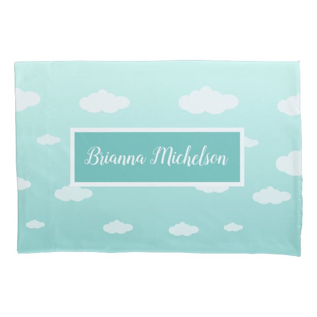 Cute Blue Personalized Cloud Pillow for Kids Pillow Case (Front)