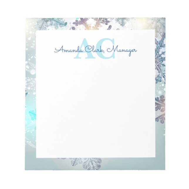 Cute Blue Personalized Monogram Name  Notepad (Front)