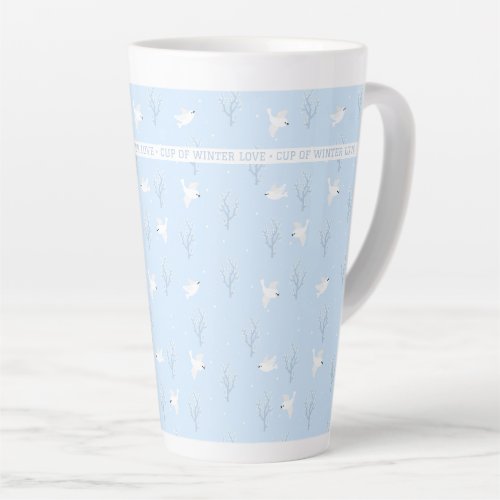 Cute Blue Personalized Name Text Winter Latte Mug