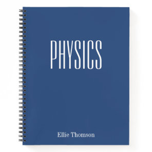 Cute Blue Personalized School Subject Physics Notebook