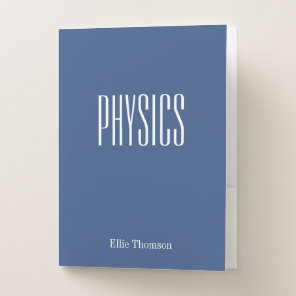 Cute Blue Personalized School Subject Physics Pocket Folder