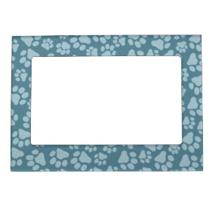 Cute Blue Pet Paw Prints Magnetic Frame