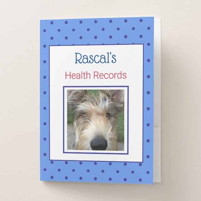Cute Blue Pet Photo Pocket Folder (Front)