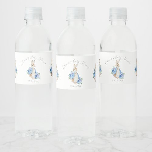 Cute Blue Peter Rabbit Baby Shower  Water Bottle Label