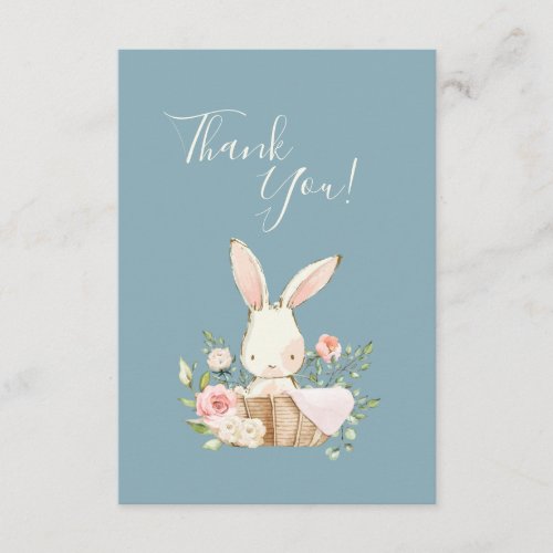 Cute Blue Pink Bunny Baby Shower Thank You 