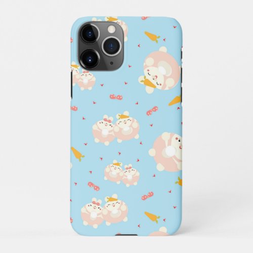 Cute blue pink bunny_shaped dumpling twins iPhone 11Pro case