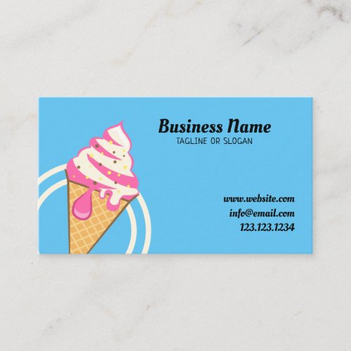 Cute Blue  Pink Cone Sprinkles Ice Cream Shop Business Card