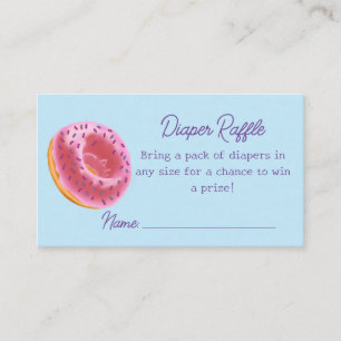 Cute Blue Pink Donut Baby Shower Diaper Raffle Enclosure Card