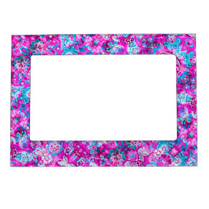 Cute blue pink flowers everybody magnetic frame