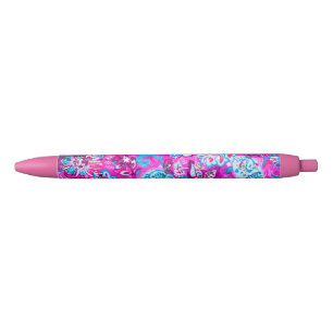 Cute blue pink flowers patterns pen