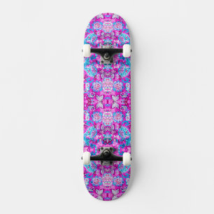 Cute blue pink flowers patterns skateboard
