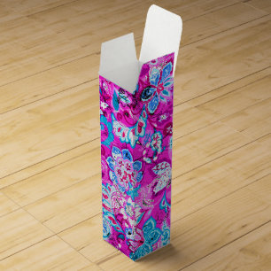 Cute blue pink flowers patterns wine gift box