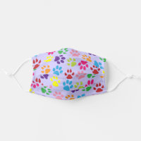 Cute Blue Pink Purple Dog Paws Cat Claws Pattern Cloth Face Mask