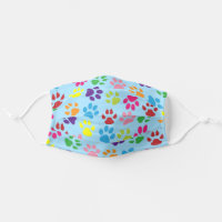 Cute Blue Pink Purple Dog Paws Cat Claws Pattern Cloth Face Mask