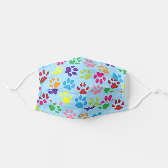 Cute Blue Pink Purple Dog Paws Cat Claws Pattern Cloth Face Mask