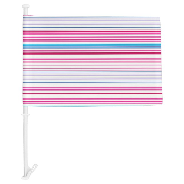 Cute blue pink stripes car flag (Front)