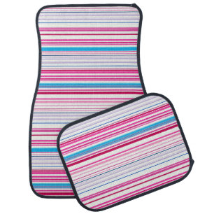 Cute blue pink stripes car floor mat
