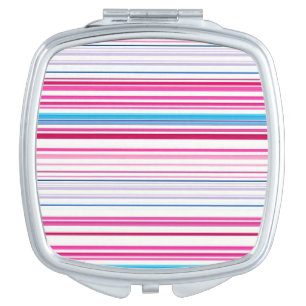 Cute blue pink stripes compact mirror