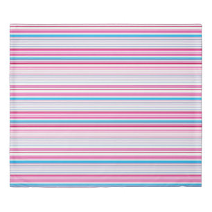 Cute blue pink stripes duvet cover