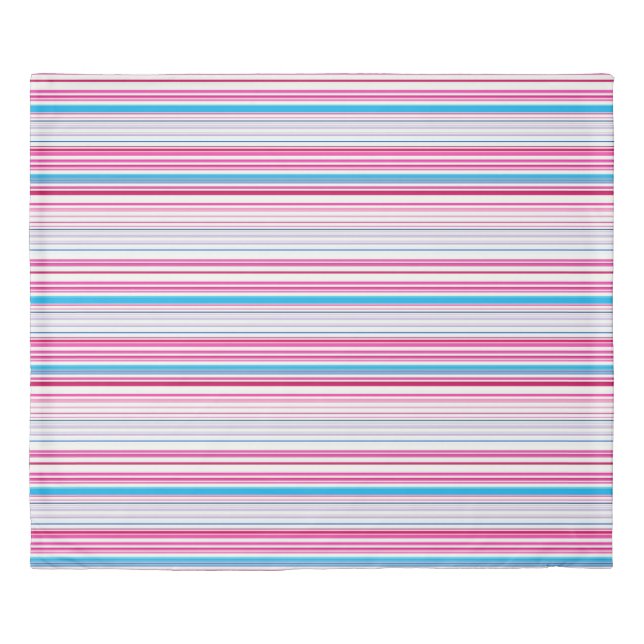 Cute blue pink stripes duvet cover (Front)