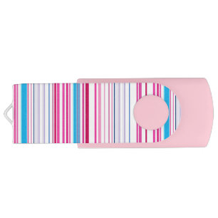 Cute blue pink stripes flash drive