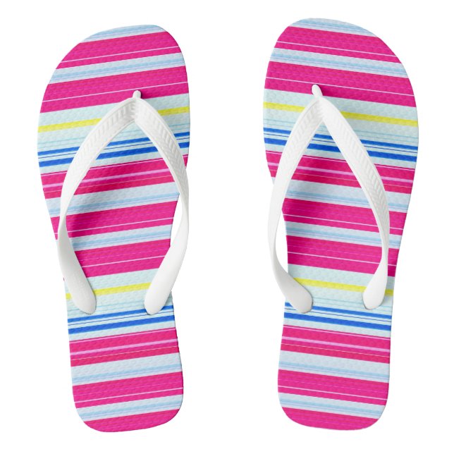 Cute blue pink stripes flip flops (Footbed)