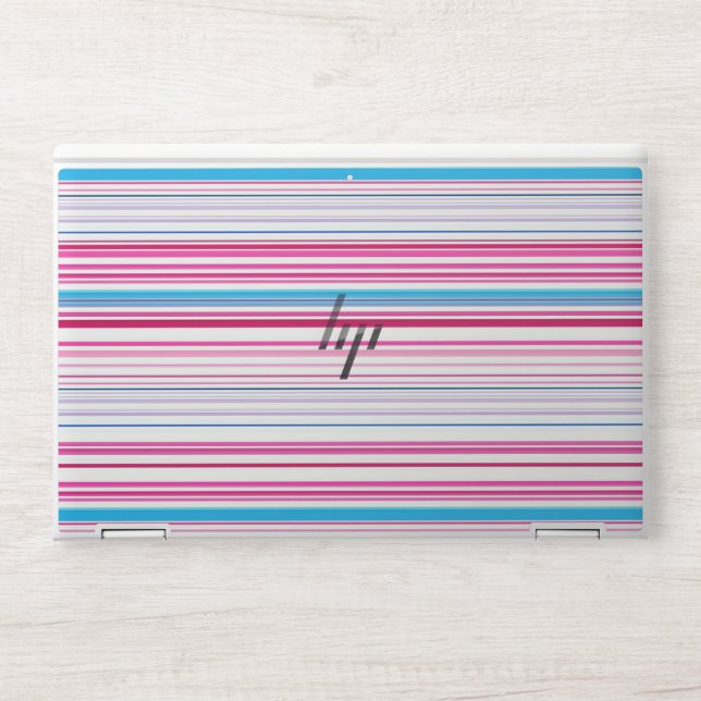 Cute blue pink stripes HP laptop skin (Front)