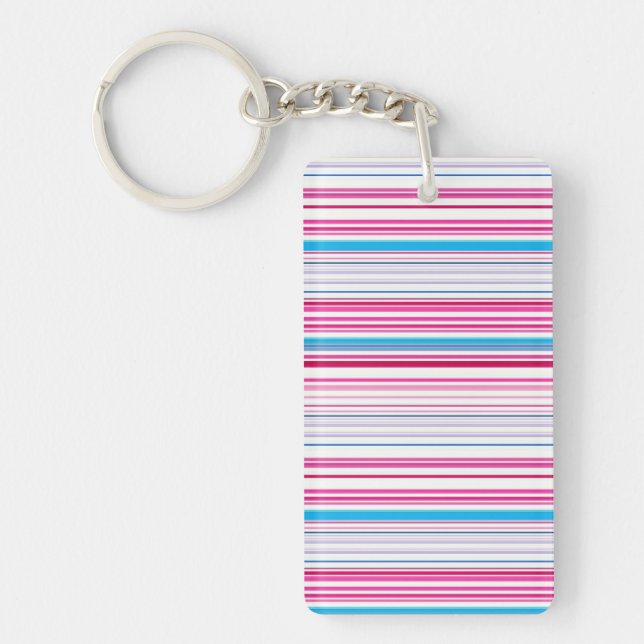 Cute blue pink stripes keychain (Front)