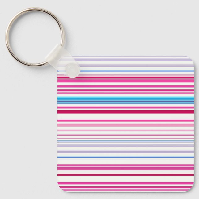 Cute blue pink stripes keychain (Front)