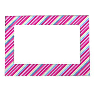 Cute blue pink stripes magnetic frame