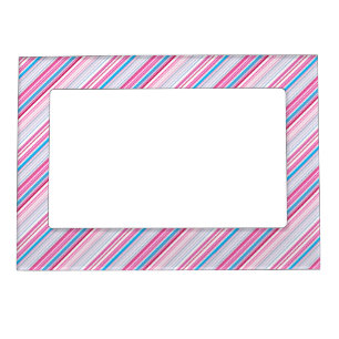 Cute blue pink stripes magnetic frame