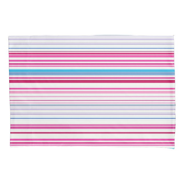 Cute blue pink stripes pillow case (Front-Left)