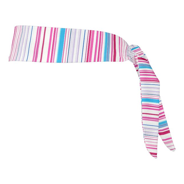 Cute blue pink stripes tie headband (Rotate 90)
