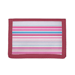 Cute blue pink stripes trifold wallet